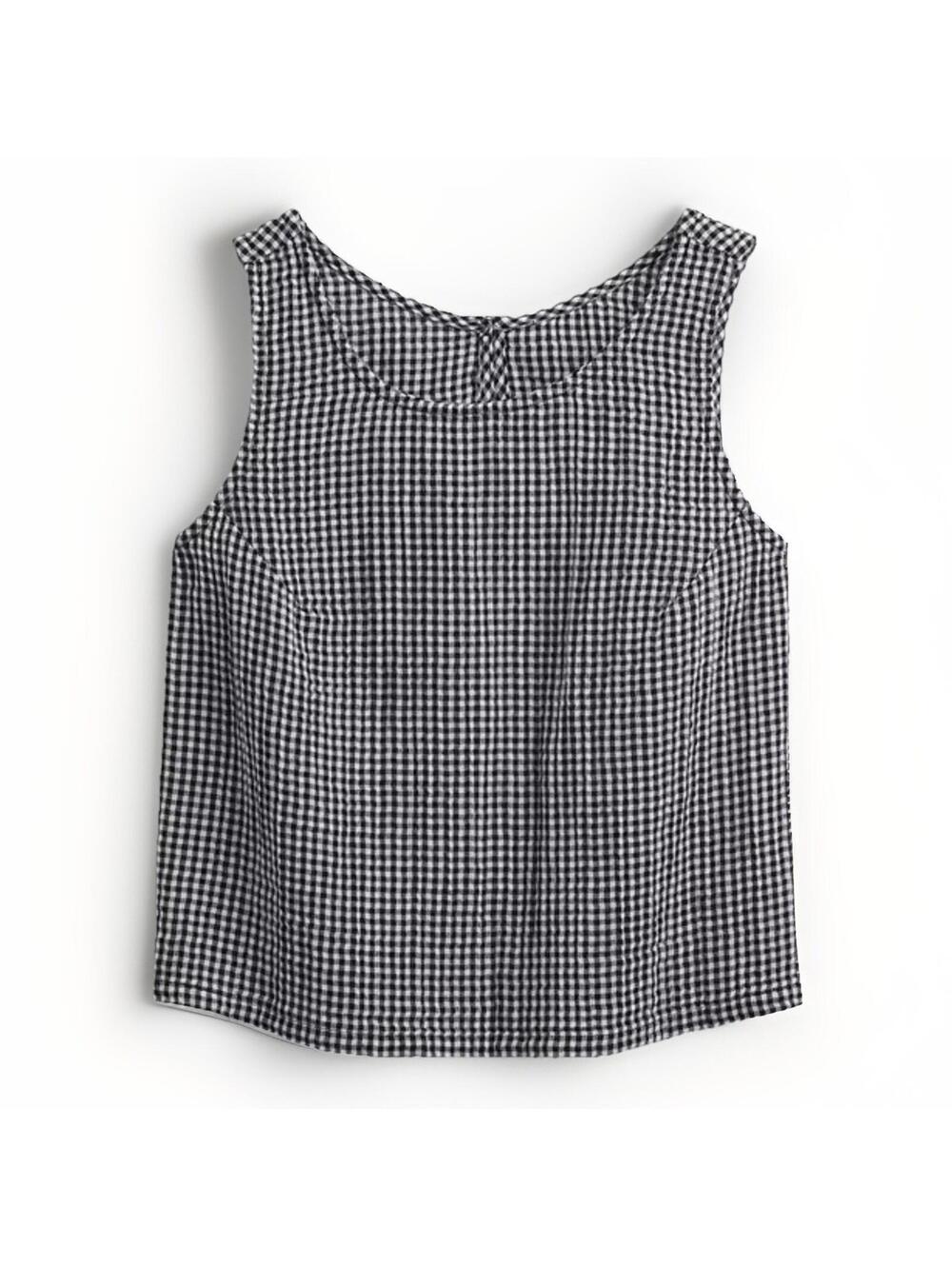 NEW GAP Women's Cotton Gauze Shell Tank Top black gingham SMALL